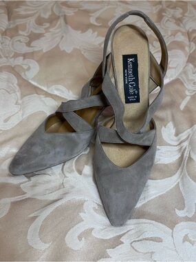 Kenneth Cole Taupe Suede Pointed-Toe Slingback Mules